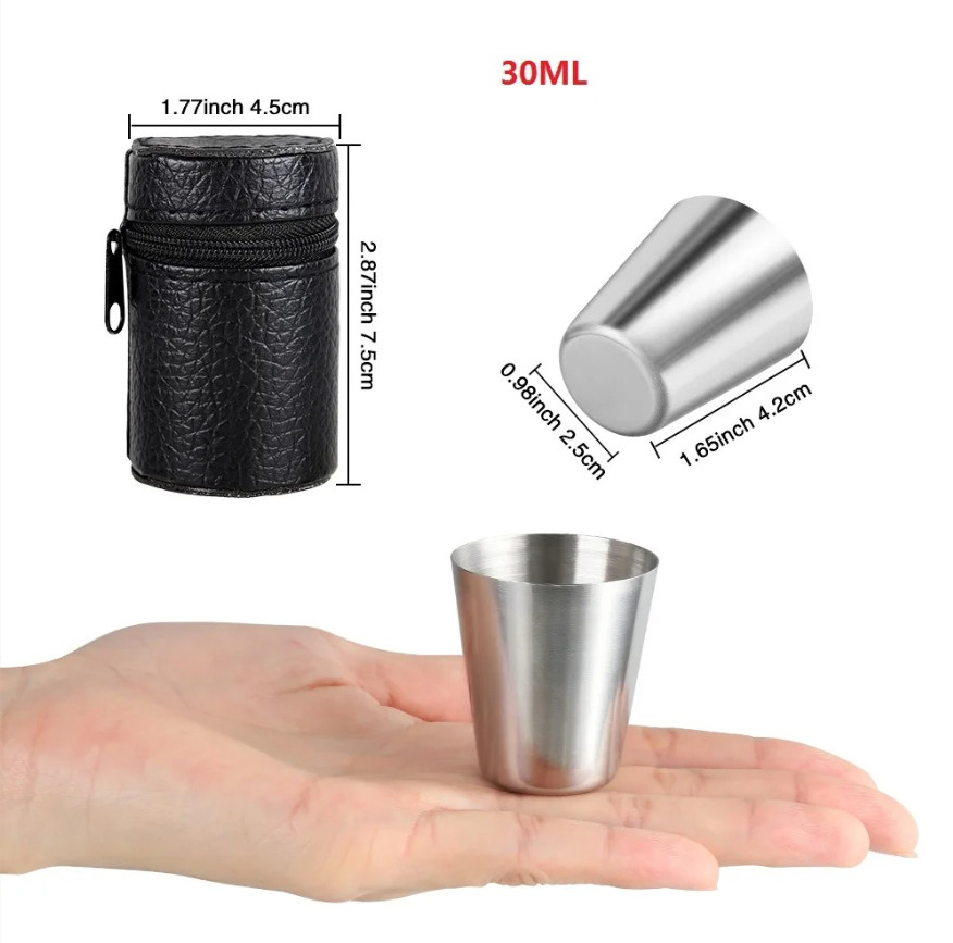 6pcs Stainless Steel Mini Travel Cups with Case – Portable Outdoor Drinkware Set