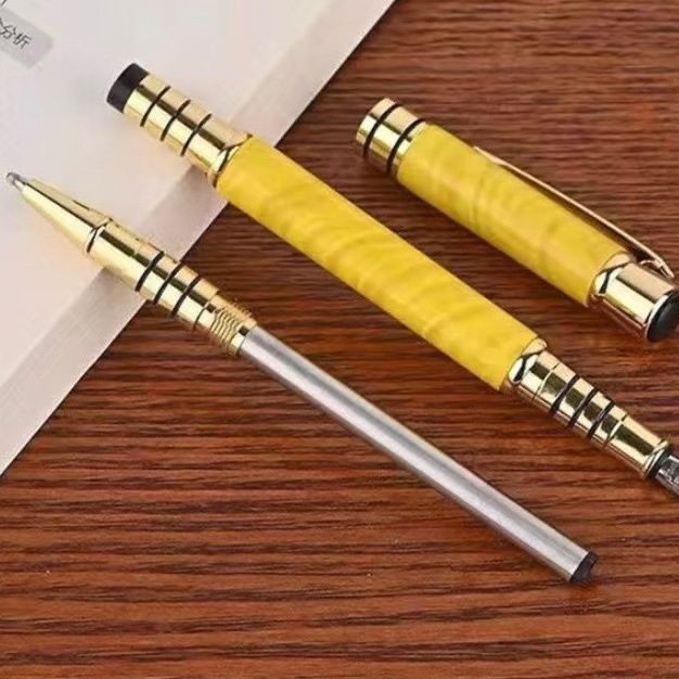 Golden Nanmu Wood Dual-Use Pen Set Fountain & Ballpoint Gift