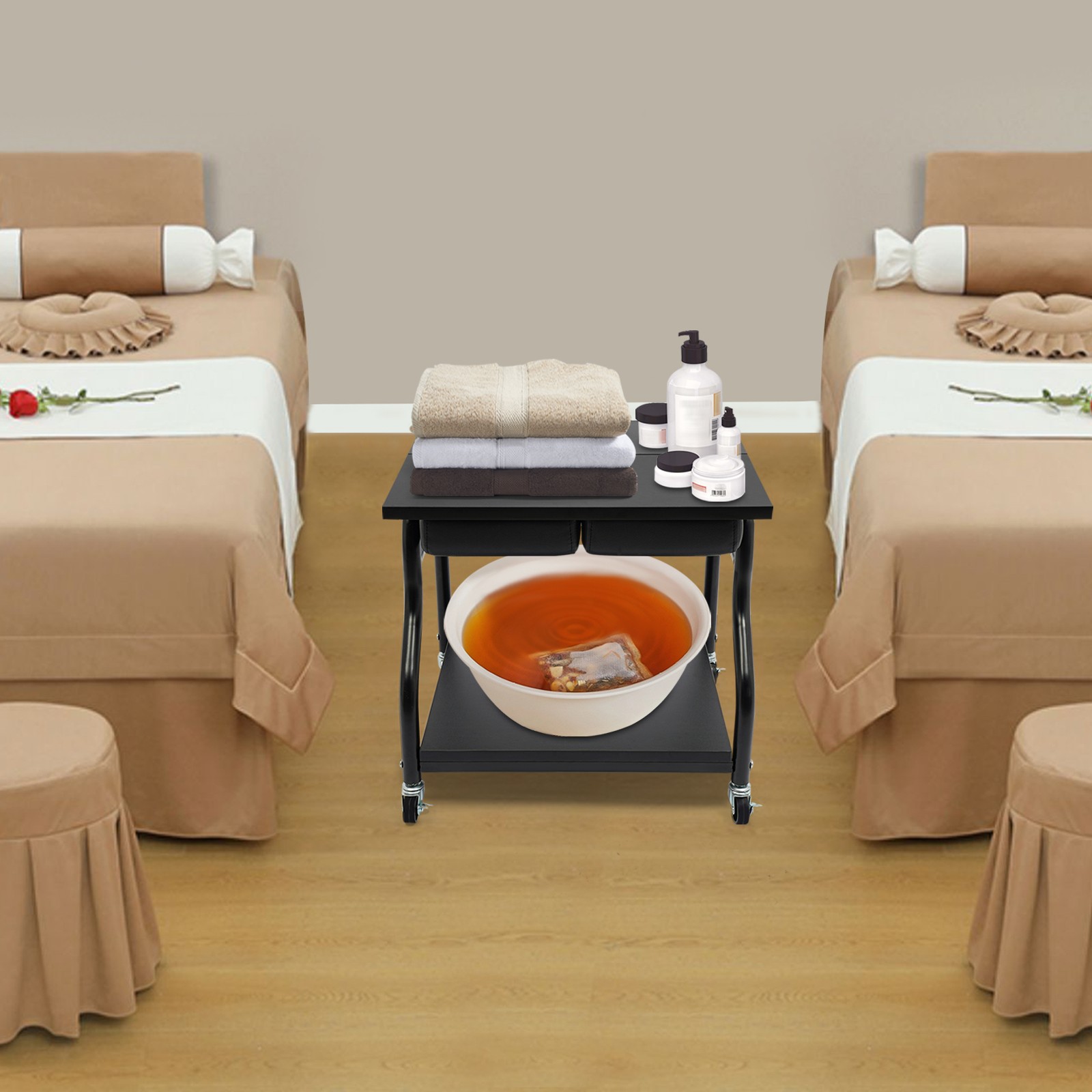 Portable Esthetician Trolley Cart, Trolley Cart with Wheels, Foot Bath Cart