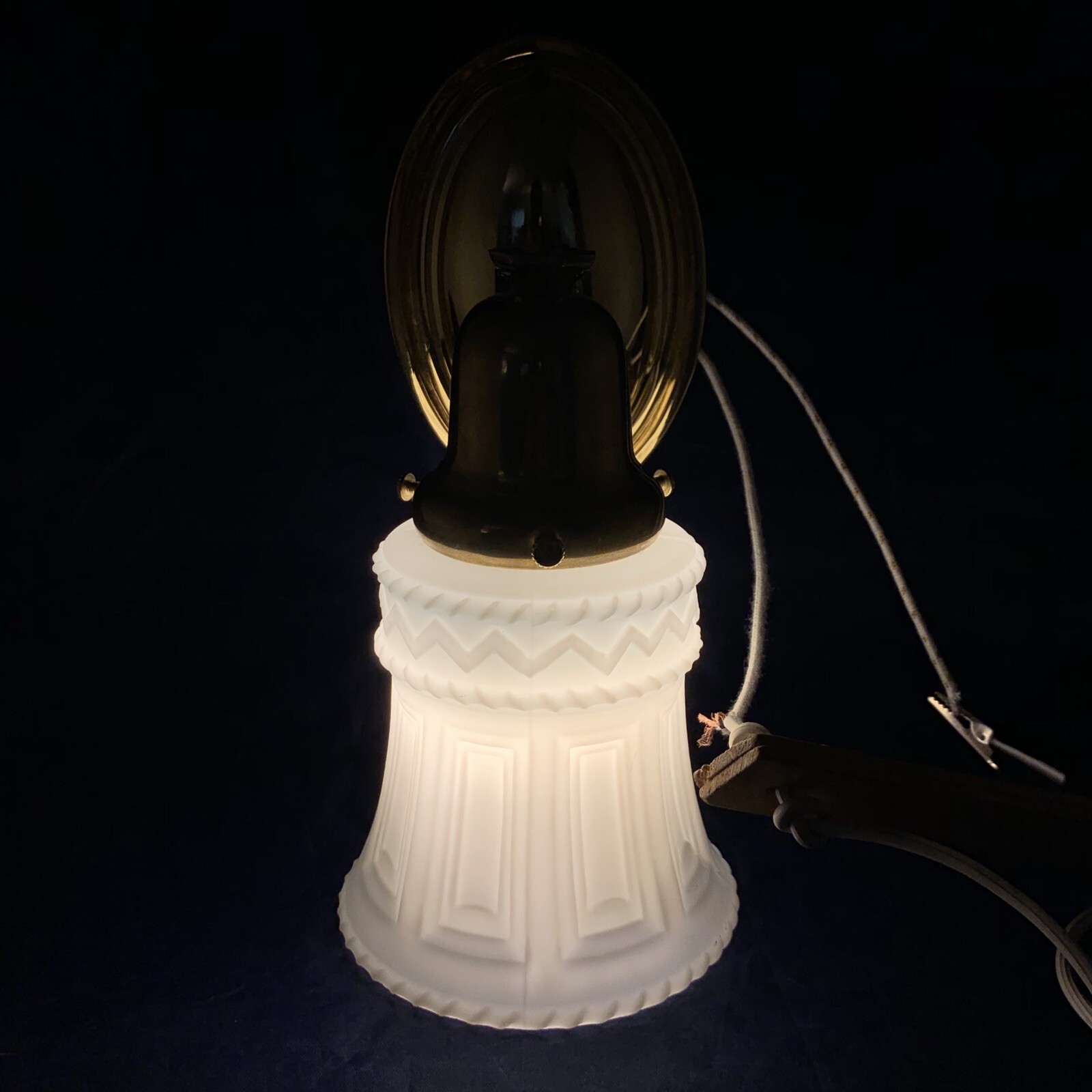 Single Polished Brass Wall Sconce With Milk White Shade Wired 24G