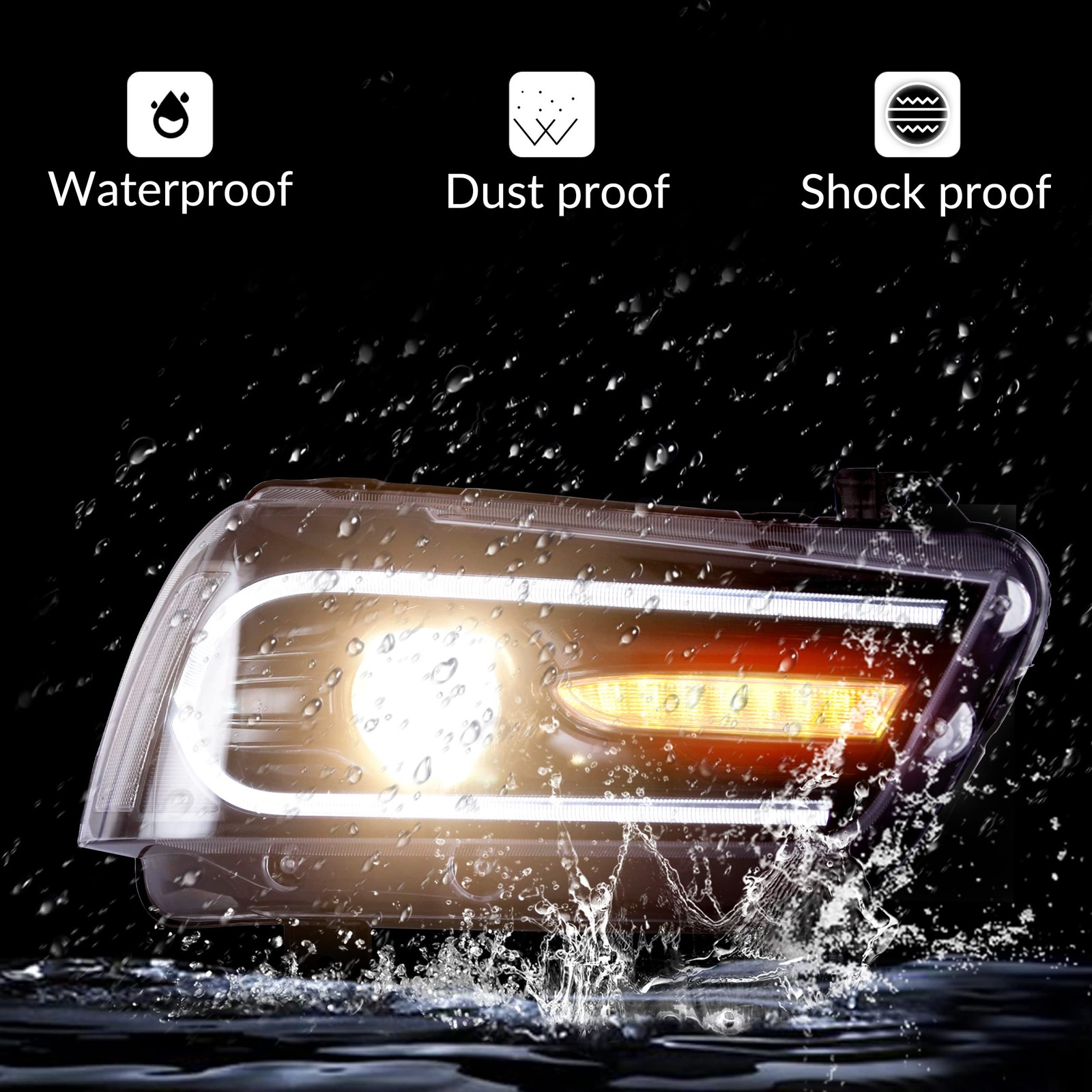 Headlight Assembly Compatible with Dodge Charger 2011-2014 LED Headlamp