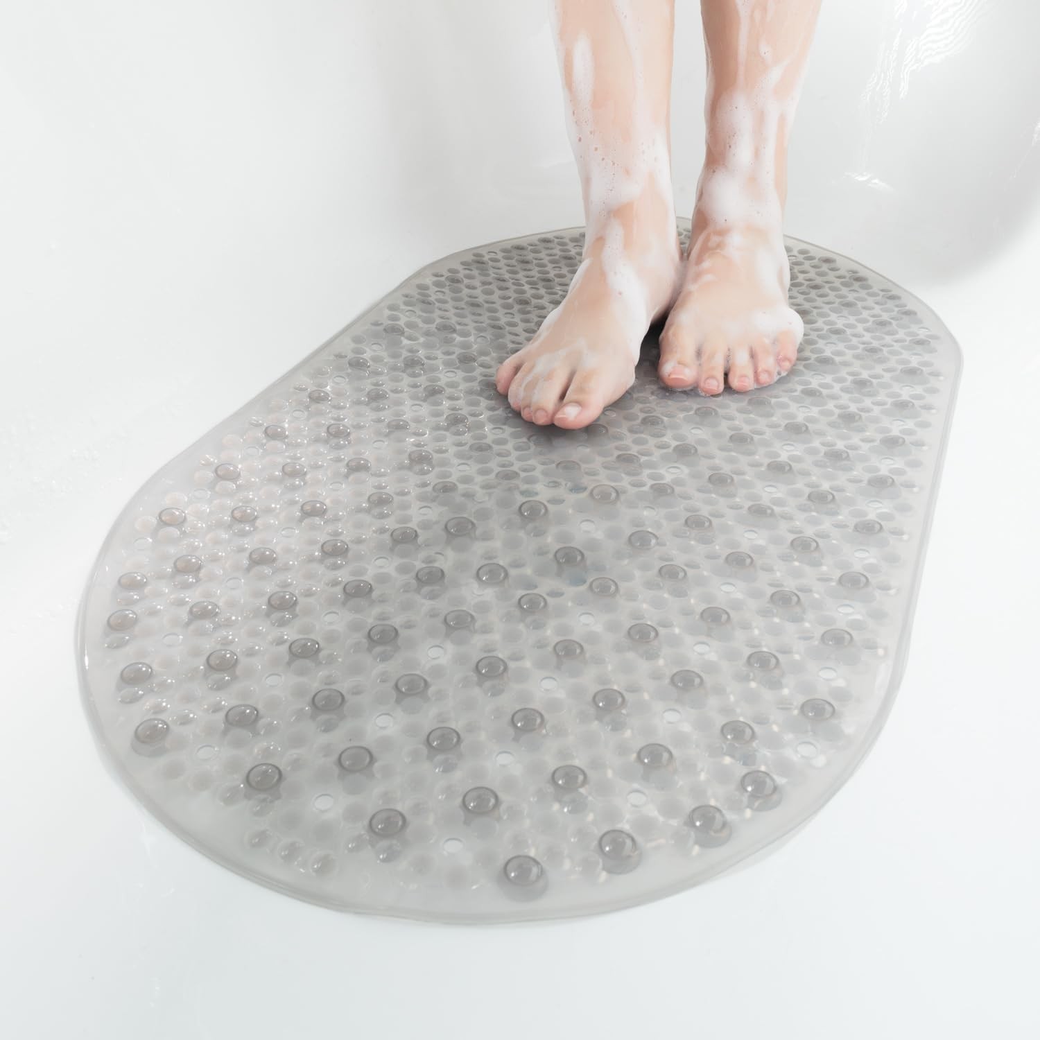 Oval Bathtub Mat Non Slip, 27x15 Inch Bubble Bath Tub Mat for Bathroom, Machine