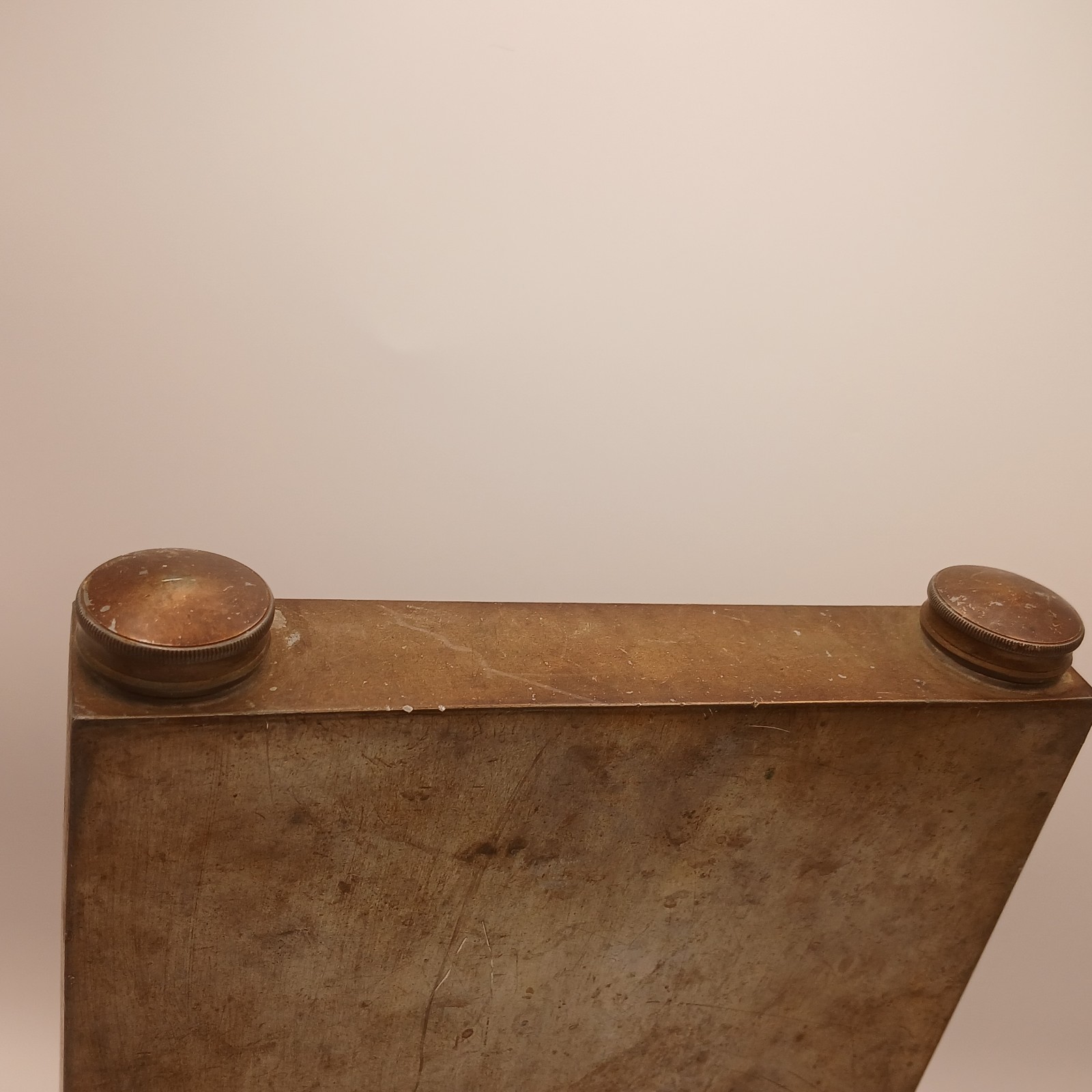 Early 1900s Abercrombie & Fitch Pewter Travel Slab Double Flask Rare Prohibition