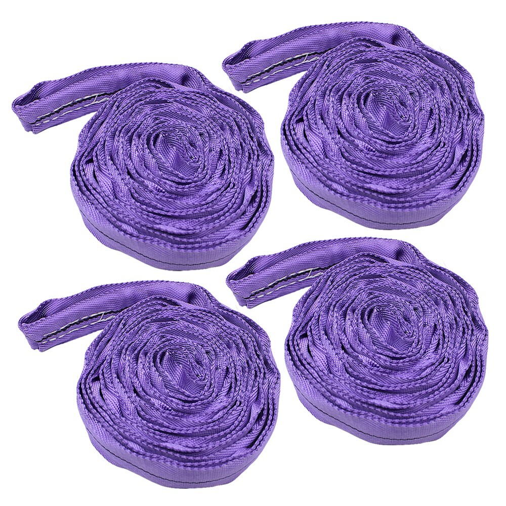 4 Pack 9' Endless Loops Round Sling Crane Recovery Strap Lifting Tow Pull Purple