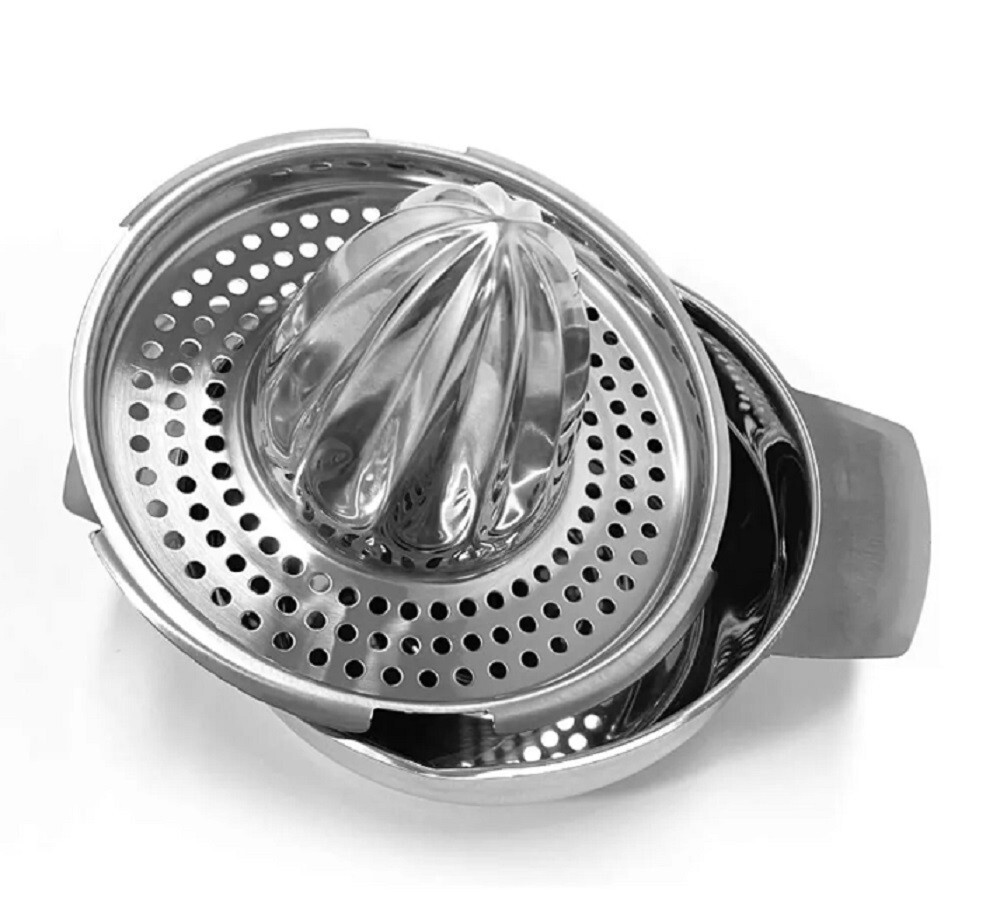 Stainless Steel Citrus Juicer-Hand Press Squeezer with Bowl & Strainer for Lemon