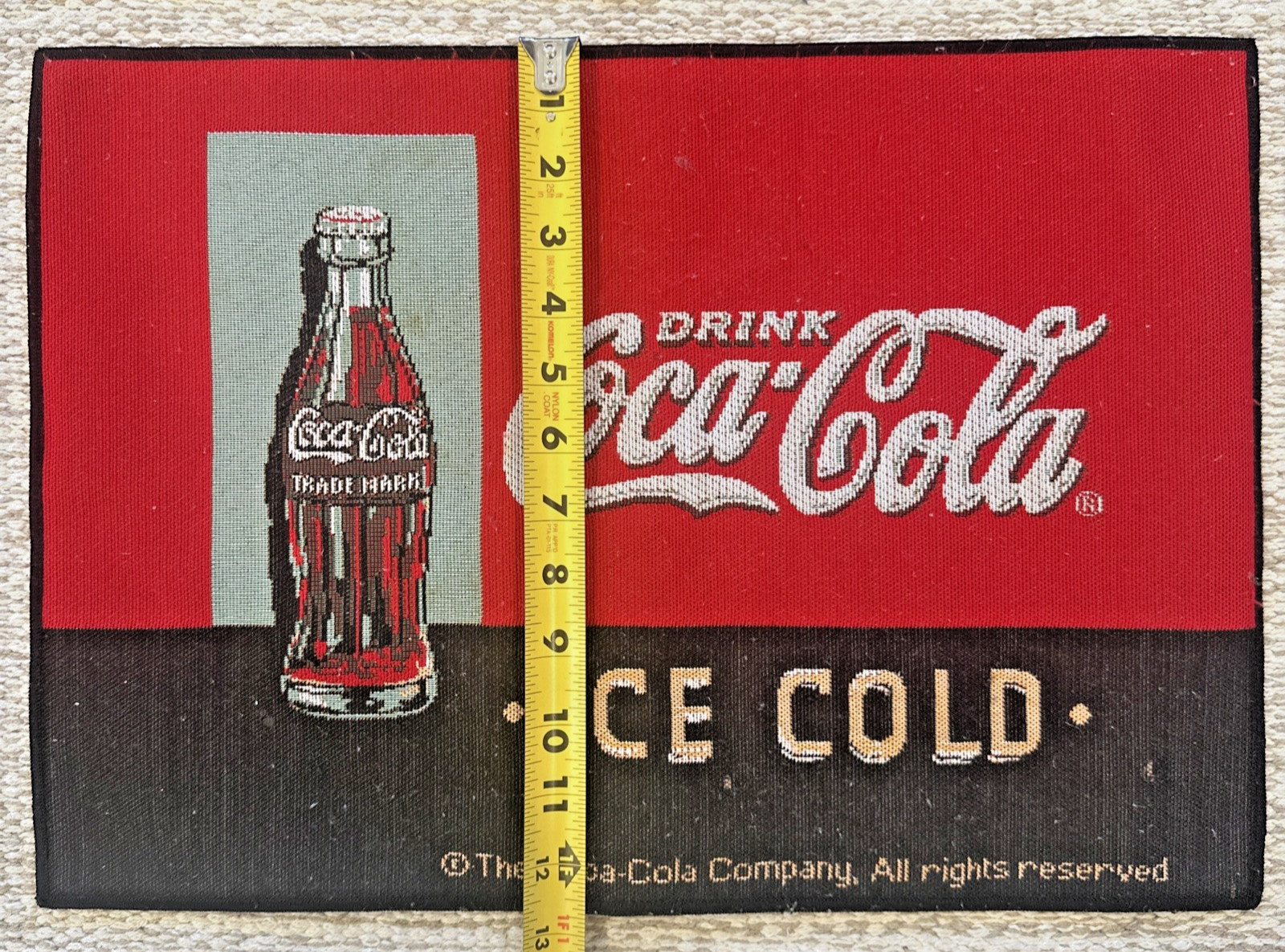 Drink Coca Cola Ice Cold Set of 4 Cloth Table Placemats Red Vtg Coke Ad ~18”x13”