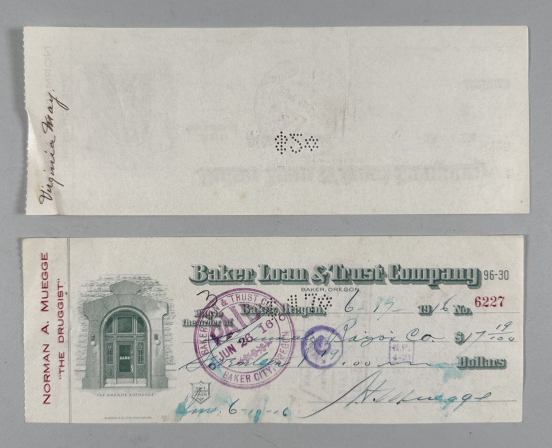 Lot of 130 Baker Loan & Trust Company Oregon Checks 1915