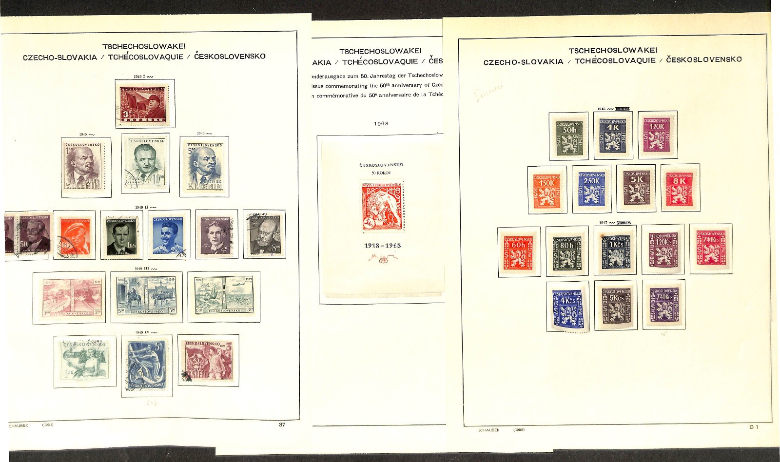 Czechoslovakia Stamp Collection on 40 Scott & Schaubek Pages, 1918-1968 (BH)