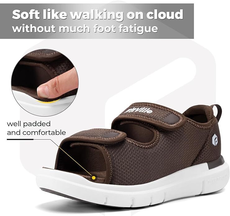 FitVille Mens Diabetic Sandals Casual Comfort Outdoor Sport Adjustable Shoes