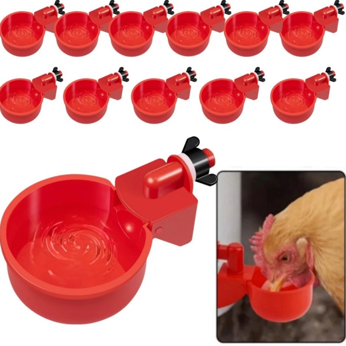 12 PCS Chicken Automatic Watering Cups Poultry Drinker Waterer Duck Quail Hen