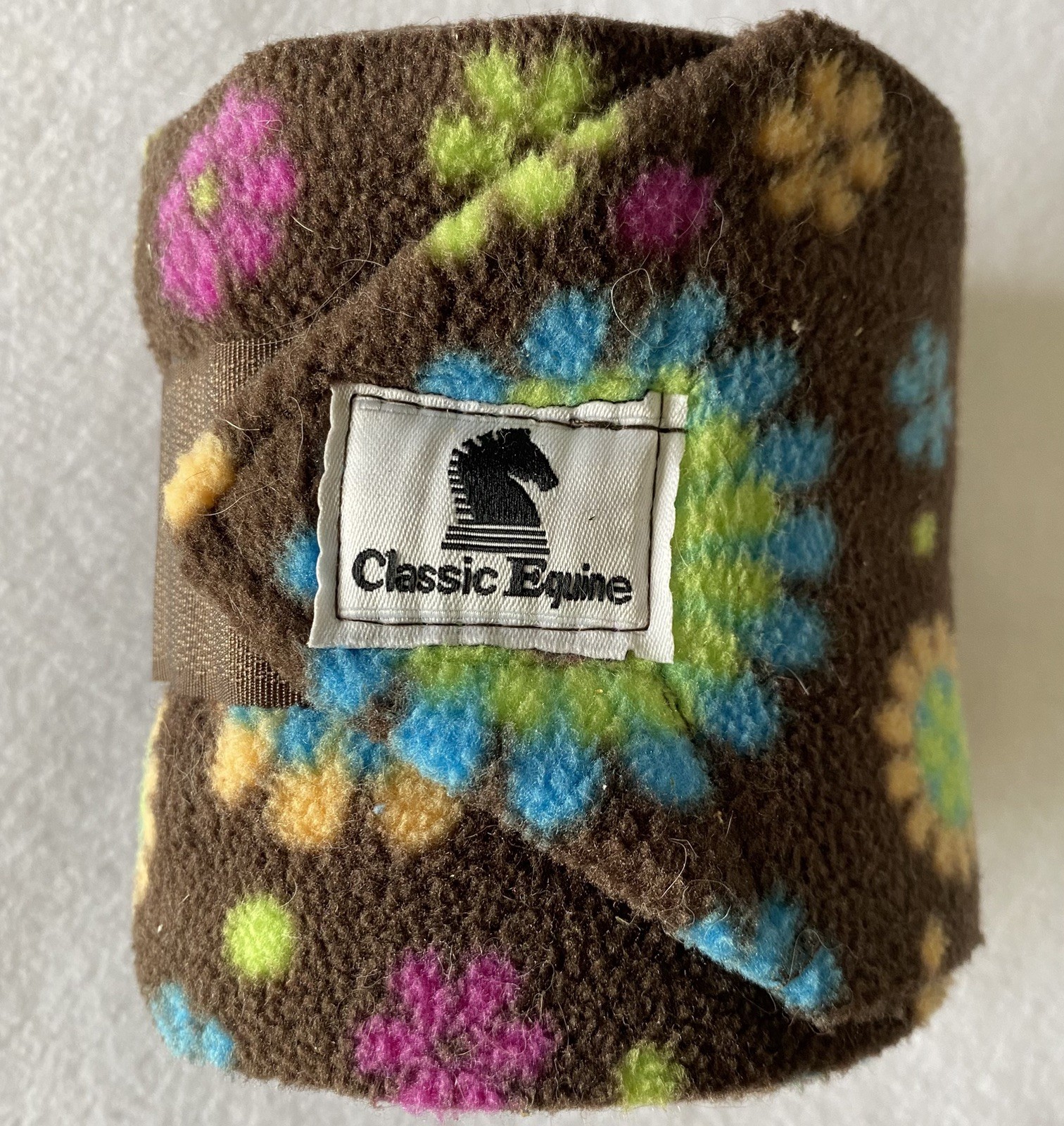 CLASSIC EQUINE Set of(4) POLO WRAPS ~Chocolate FLOWER Pattern~LIGHTLY USED~CLEAN