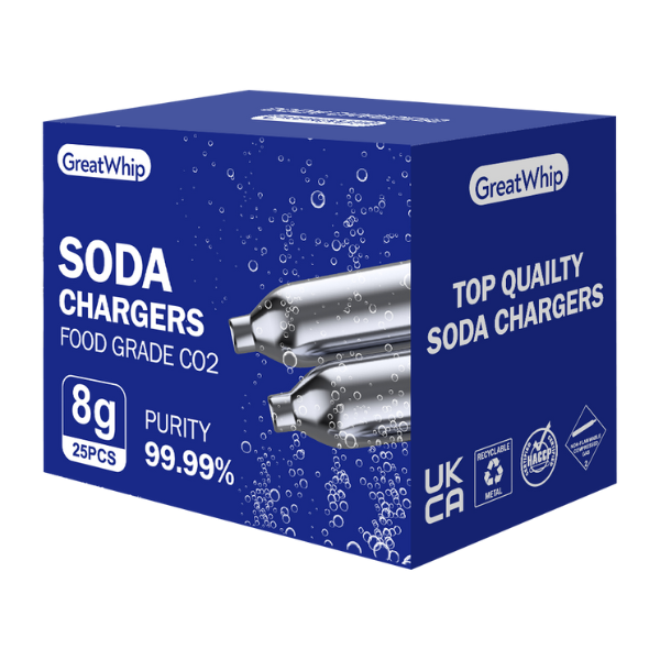 GreatWhip Soda Chargers Seltzer Chargers 8g CO2 Cartridge 25 / Pack Fizzy Water