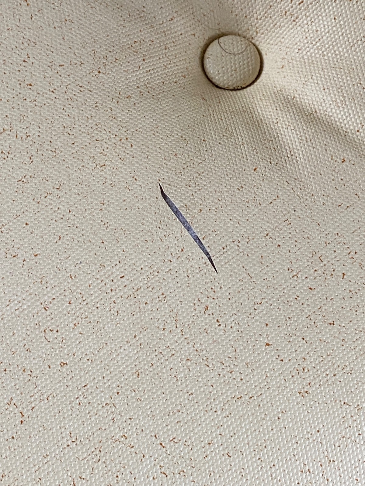 MCM Stacked 9 Band Bent Rattan Bamboo Ottoman Footstool Cushion Vtg Mid-Century