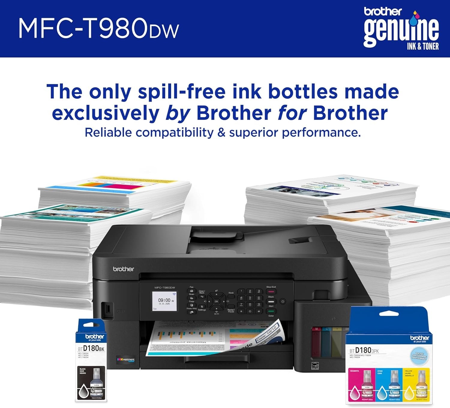 Brother INKvestment Tank 980 Wireless and Ethernet Color Inkjet All-in-One Print