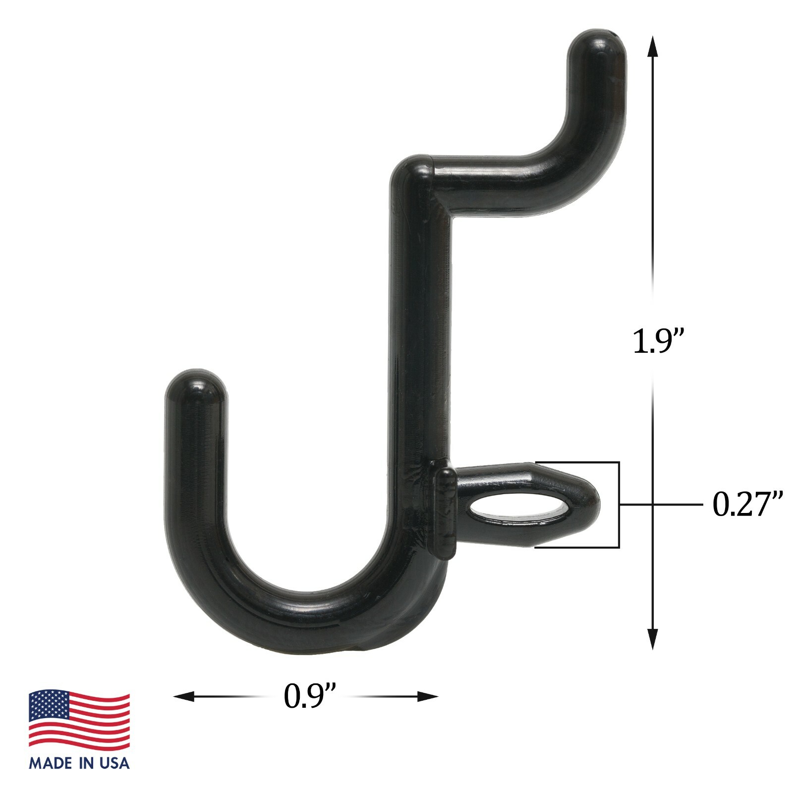 Plastic Pegboard Hooks Lowercase j-Hooks for peg boards 100 pieces MADE IN USA