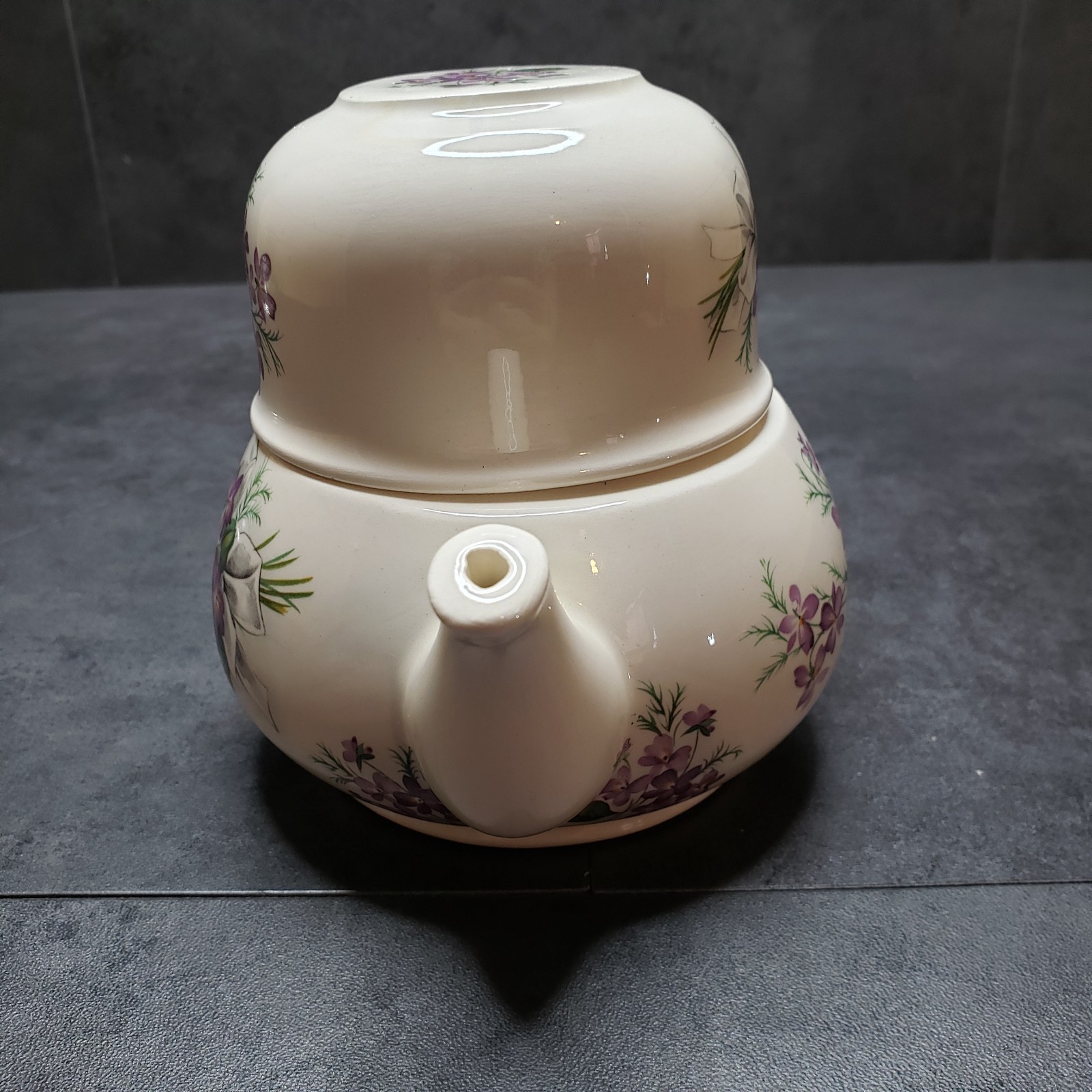 Floral Teacup and Teapot Set with Unique Handle