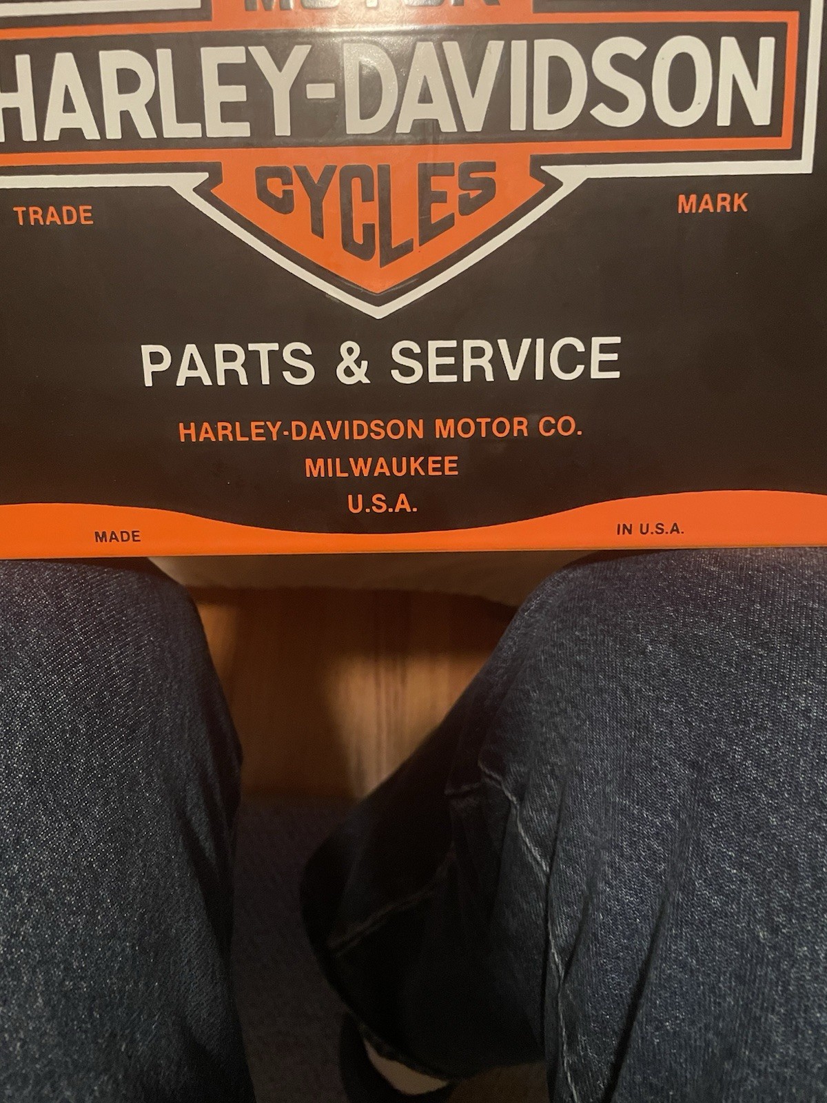Vintage Harley Davidson Motorcycle Parts Service Metal Porcelain Sign 12x8” NOS