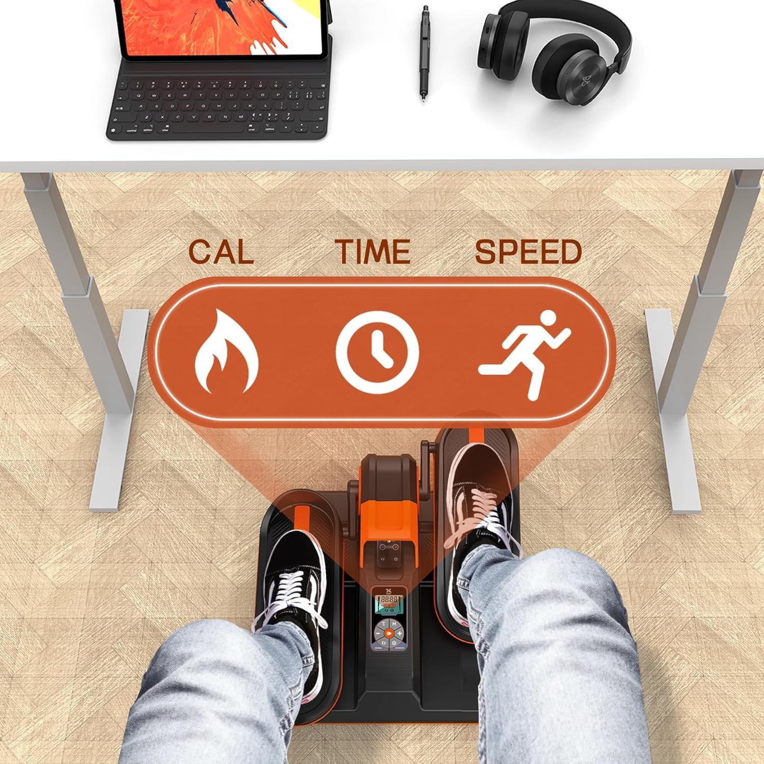 Ellipse Electric Elliptical Machine Under Desk Leg Exerciser Fully Assembled LCD