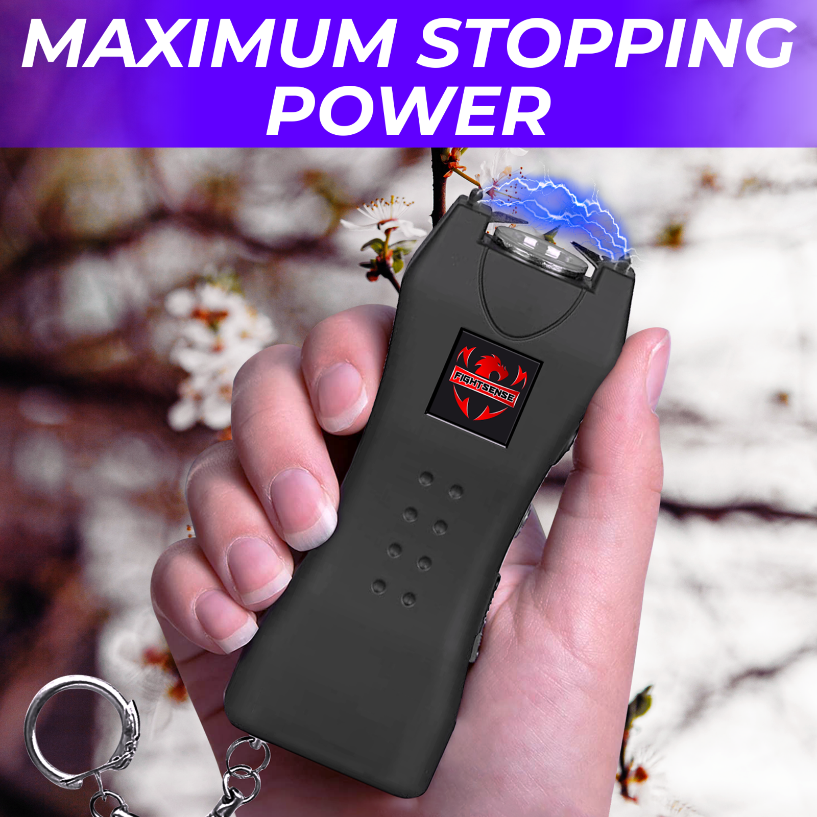 FIGHTSENSE Rechargeable Stun Gun 10 Mil Volts With Led Light Extremely Powerful