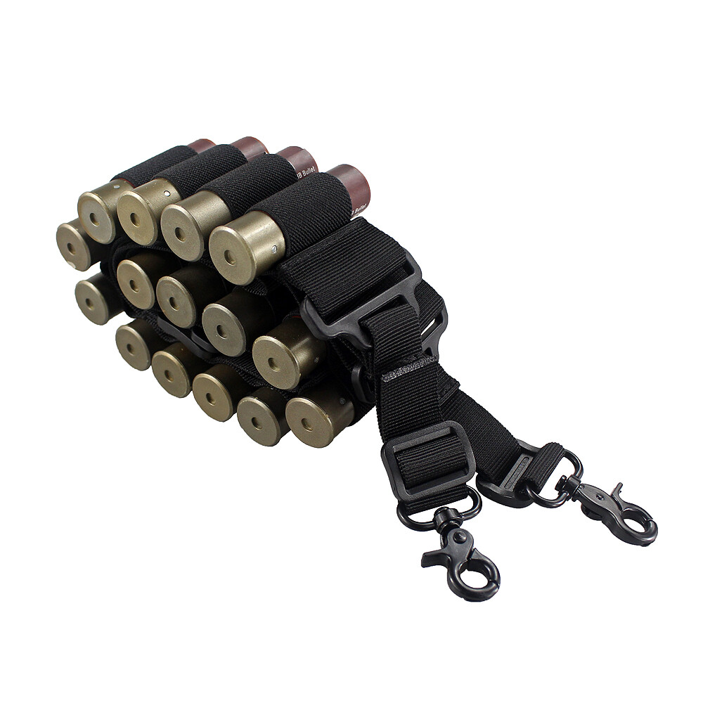 US Tactical 15 Rounds Shotgun Shell Holder Gun Sling 12GA Bandolier Ammo Carrier