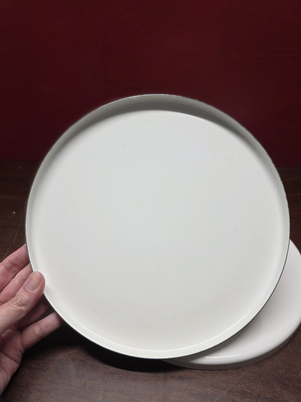 2- vintage enamel stove top burner Covers 10" Fruits Pear Peach