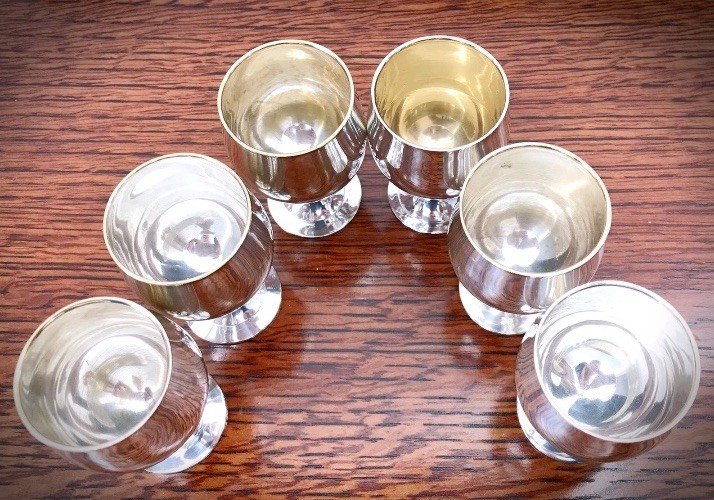 Vintage Cordial Silverplate Set With Tray And Glass Cover - Ruby & Sons Jewelers