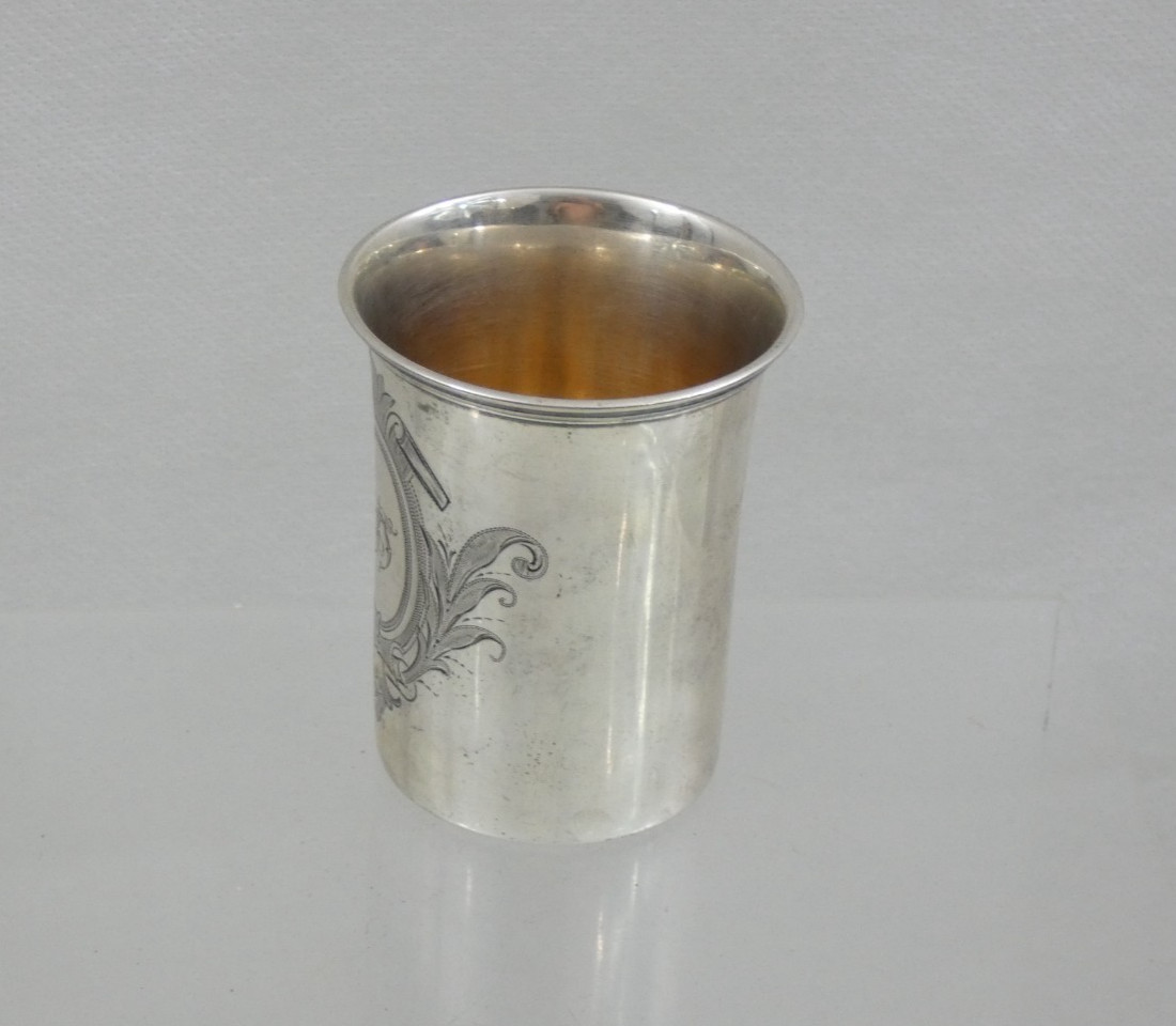 ANTIQUE SILVER KIDDUSH CUP BEAKER GERMAN or EASTERN EUROPEAN Judaica 19C