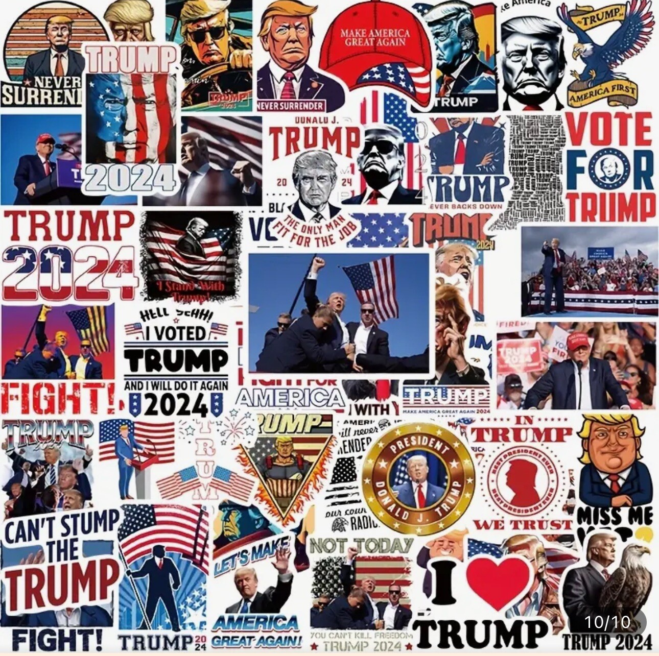 50 Bulk Lot Donald Trump MAGA 2024 Waterproof Car Stickers Decals 2-3” Lot B2