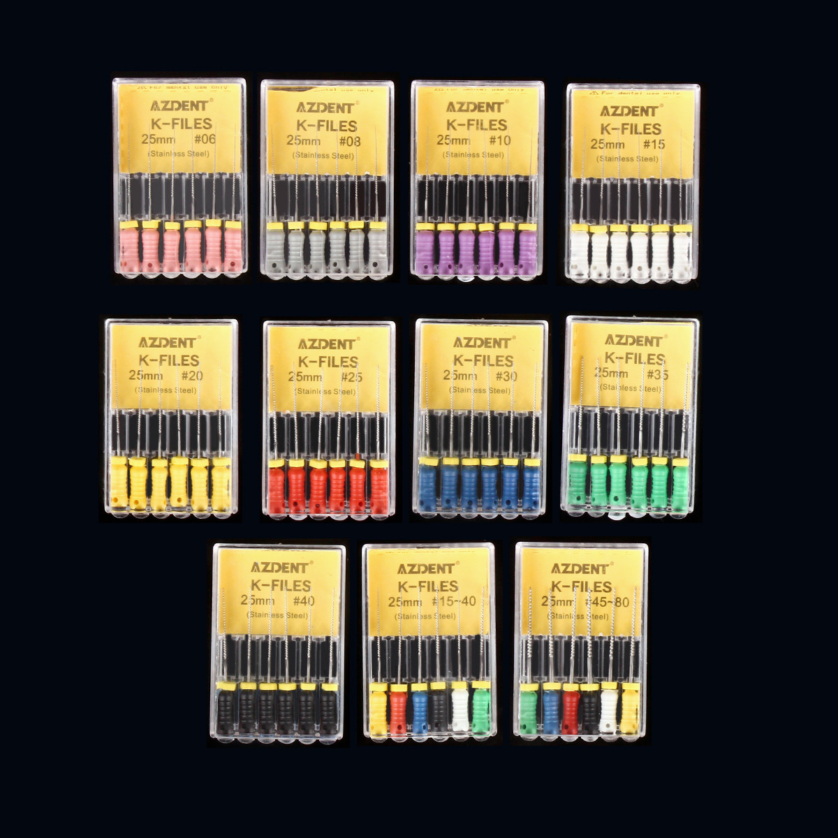 AZDENT Dental Endo Root Canal File Hand Use K-FILES Stainless Steel 21/25 mm