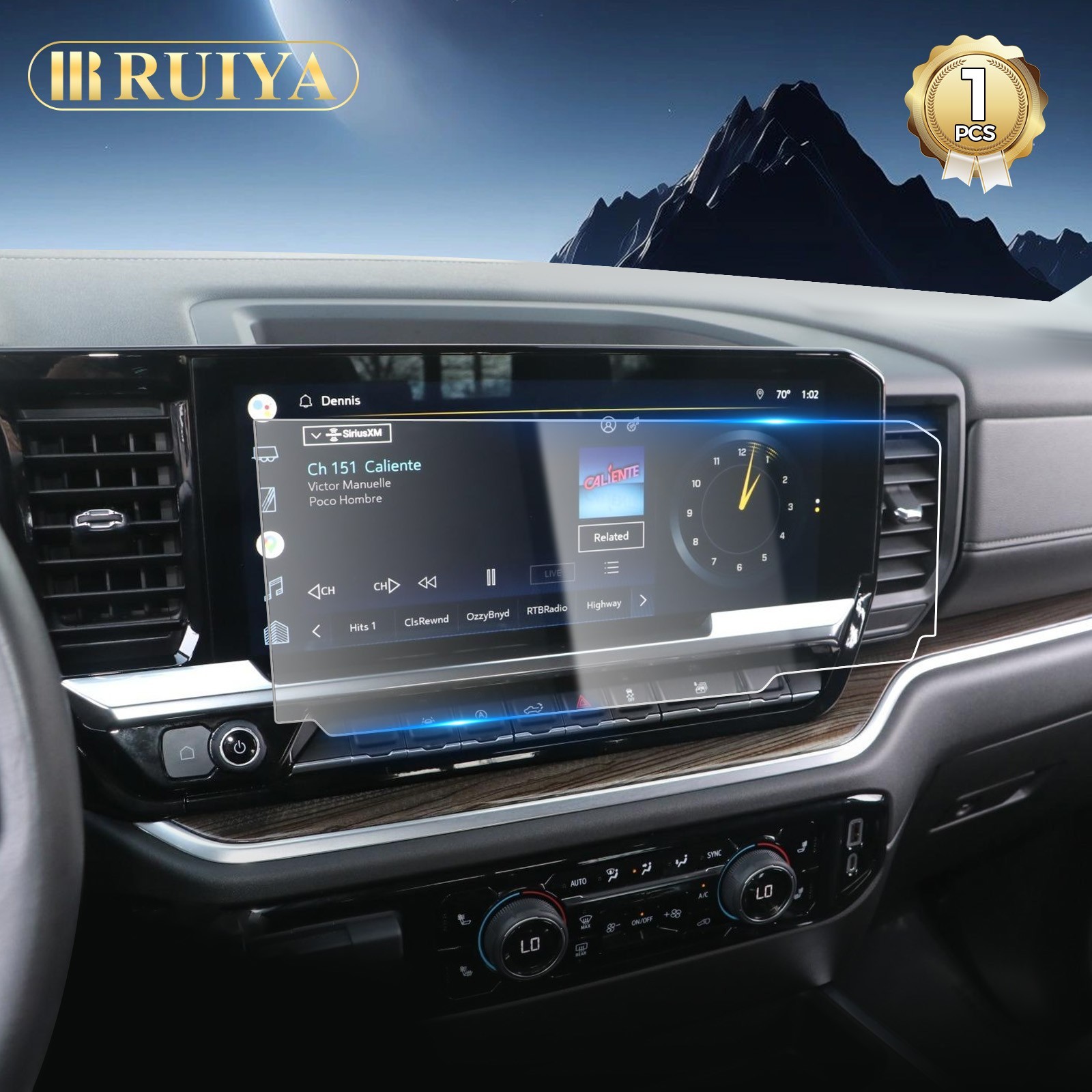 RUIYA Car Screen Protector Tempered Glass 13.4-in For 2022-2026 Chevy Silverado