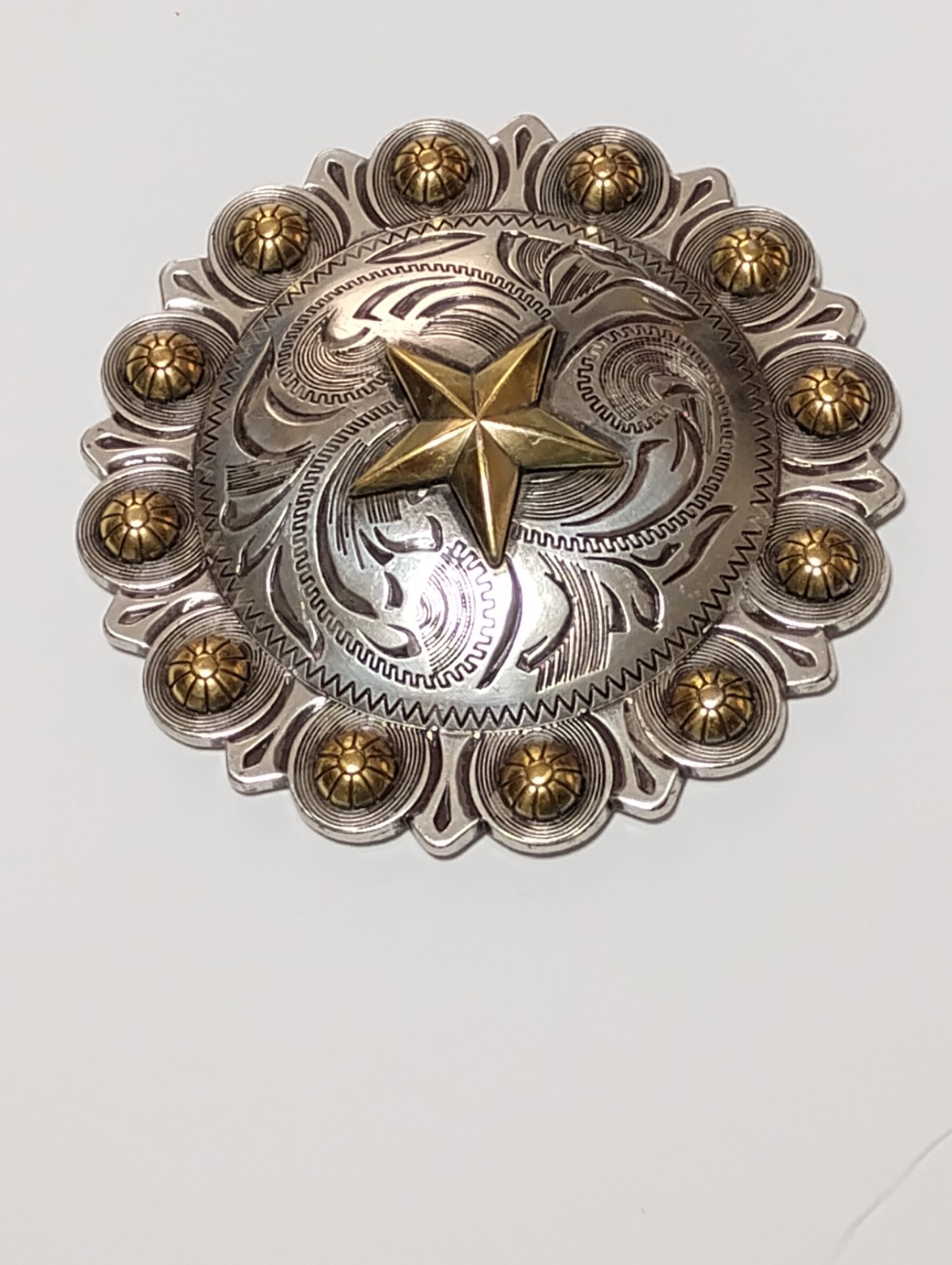 Large 4-1/2 inch Vintage Western Star Berry Concho with Chicago Screw Back #1