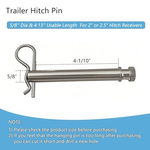TS3500 Stainless Steel Trailer Hitch Pin and Clip for B&W 2" & 2.5" Hitch 1