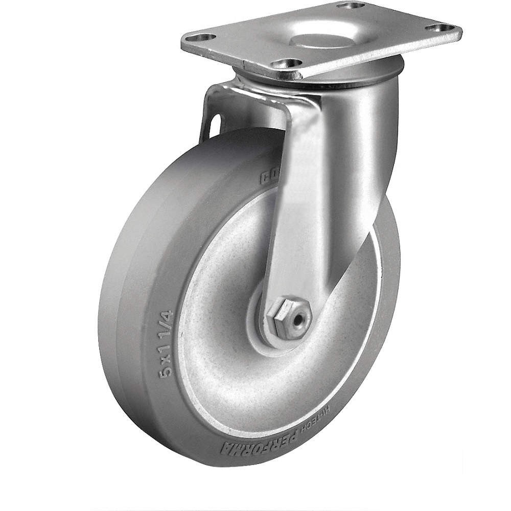 COLSON 2.03356.42 Plate Caster,Swivel,Rubber,4 1/8"H 56HD74
