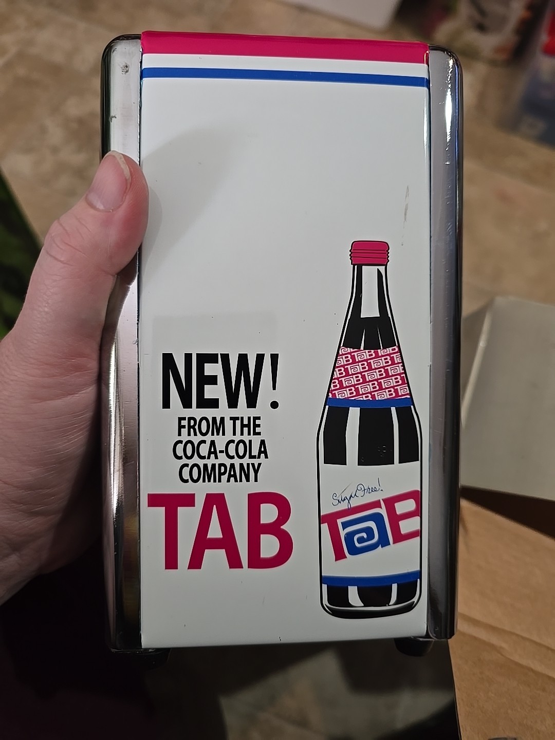 TAB Coca-Cola Retro Napkin Dispenser 2007 Metal Construction 7x4¼x3⅞" With Box