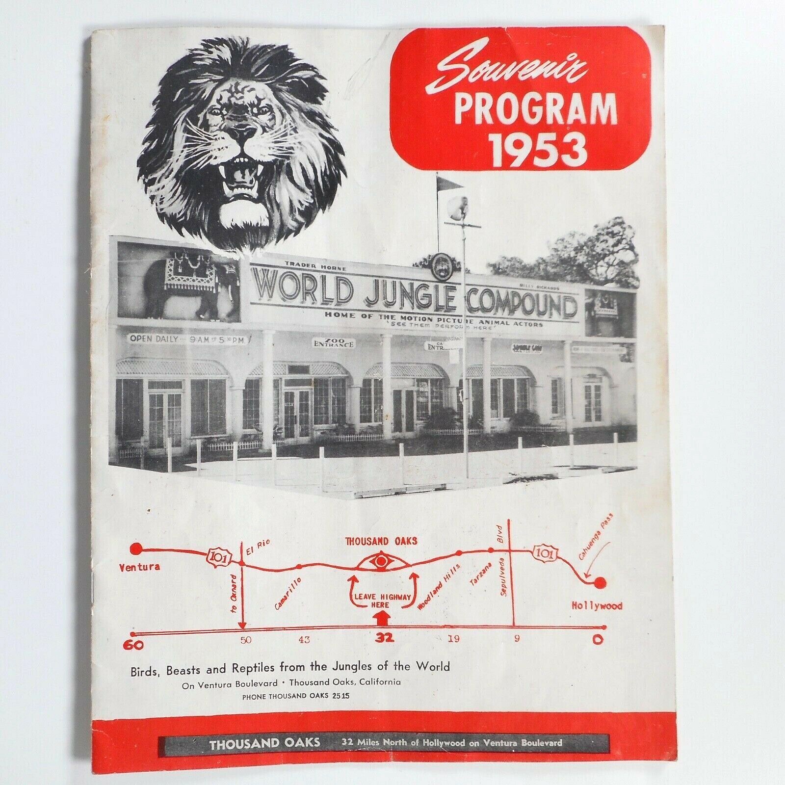 VTG 1953 Jungle Land World Compound Program Mabel Stark CA MGM Circus Lions RARE