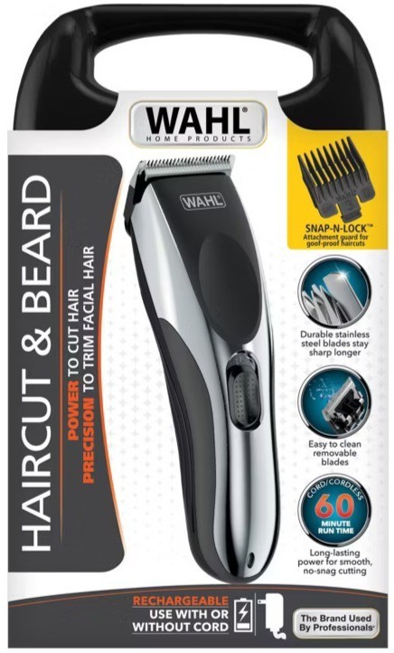 WAHL CORDLESS HAIRCUT & BEARD CLIPPER KIT (9639-2201) -NEW- 22 PC. Model 9649
