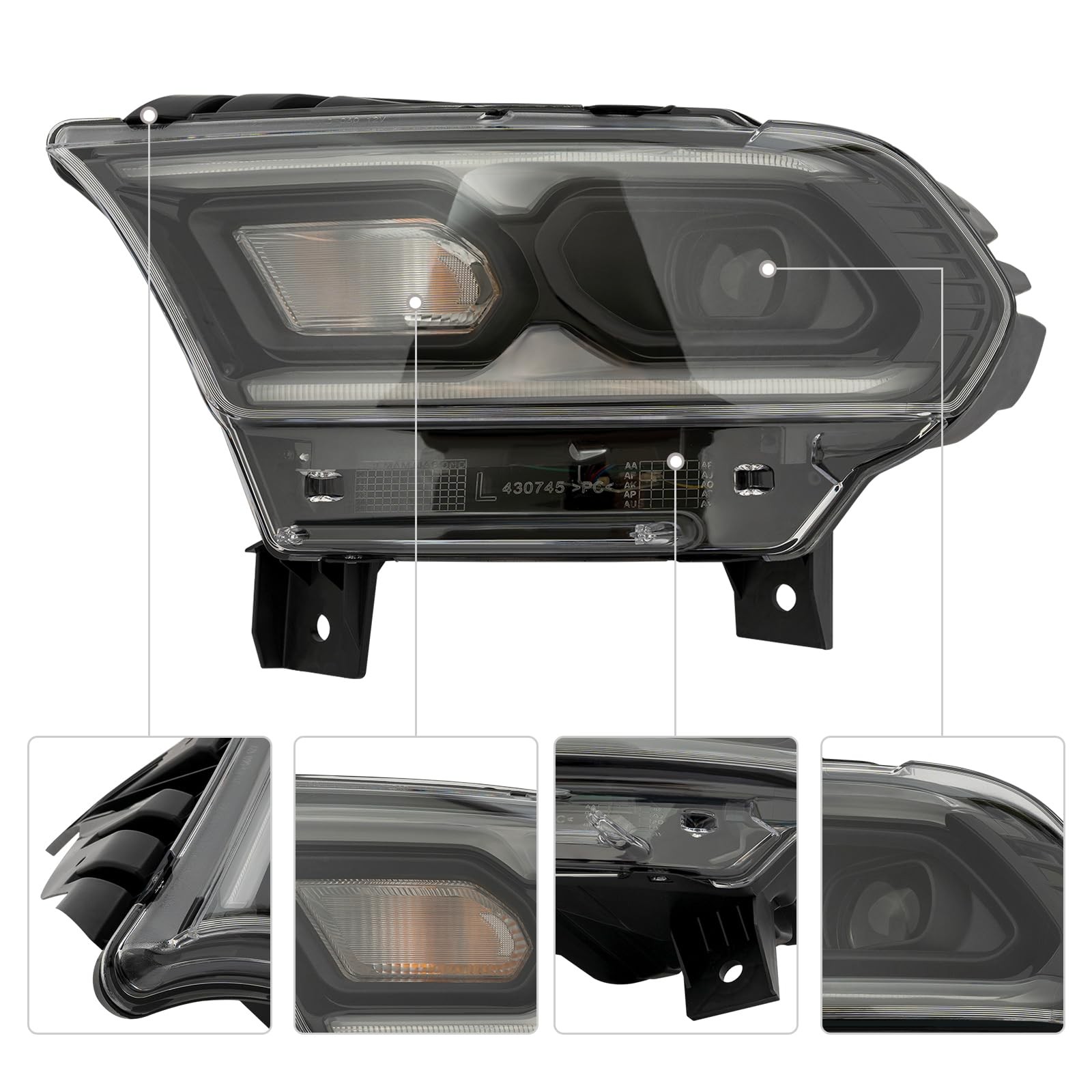 For 2021-2023 Dodge Durango Headlight Assembly - LED+Halogen Headlamp Left Side