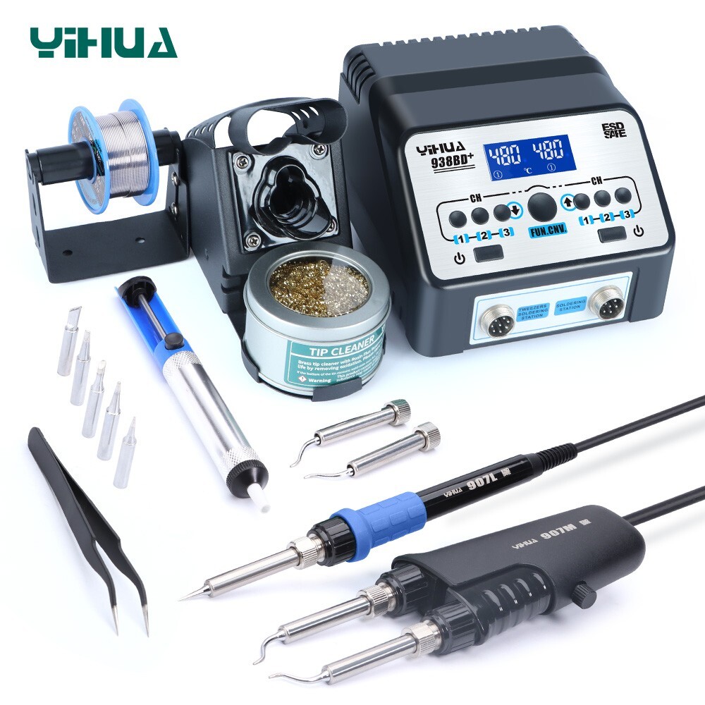 YIHUA 938BD+ 100W Hot Tweezers Soldering Station Digital Desoldering Tool Kit