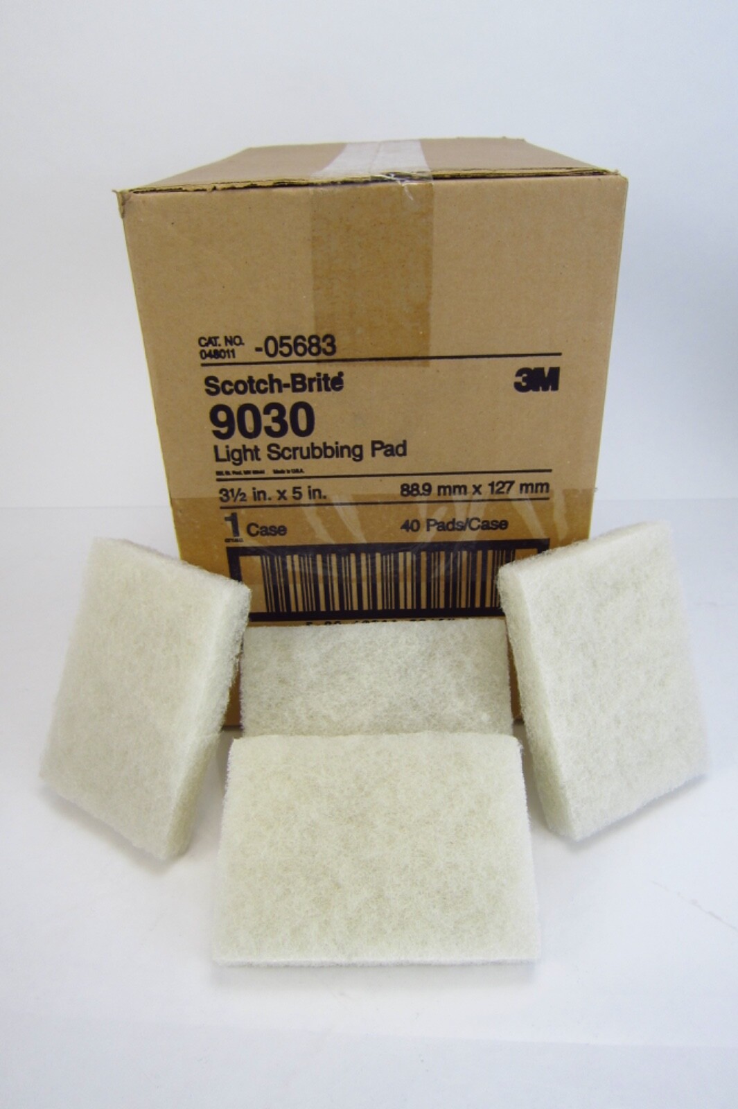 3M Scotch-Brite Light Scrubbing Pads No 9030 Case of 40 NEW 3.5in x 5in White