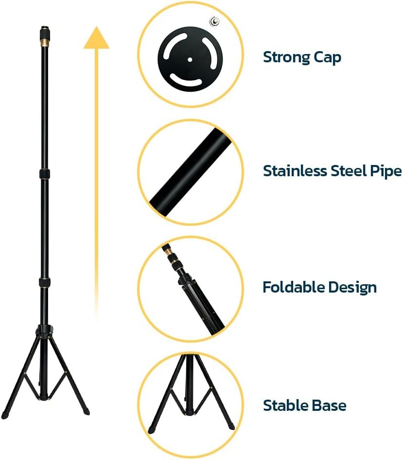 Boat Cover Support Pole & Straps Adjustable Height from 29" to 56" Tripod Base