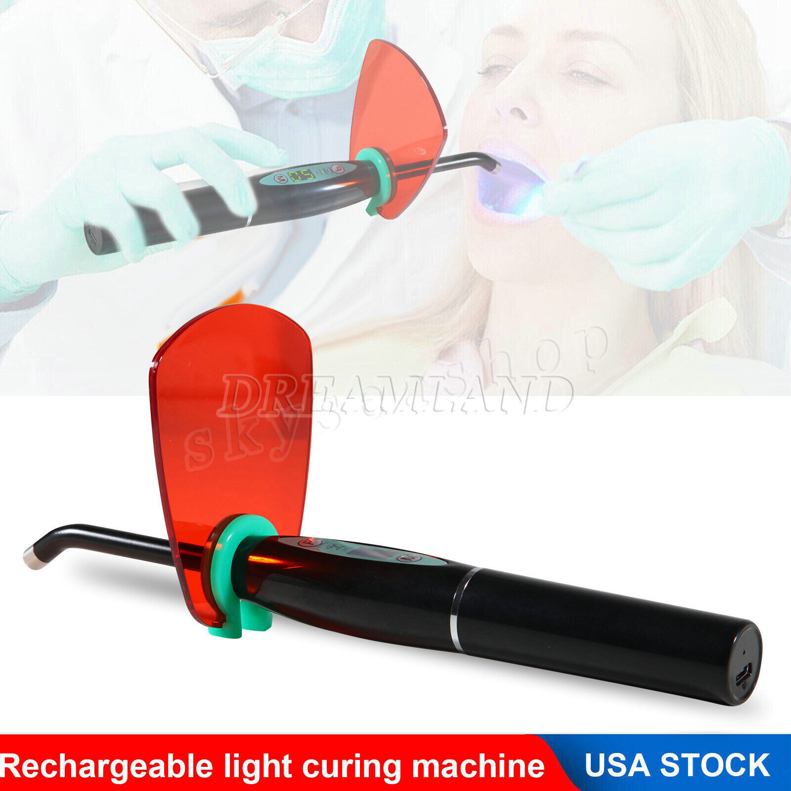 Estilo Woodpecker Inalámbrico LED Luz de Curado Lampara Dental Fotocurado Black