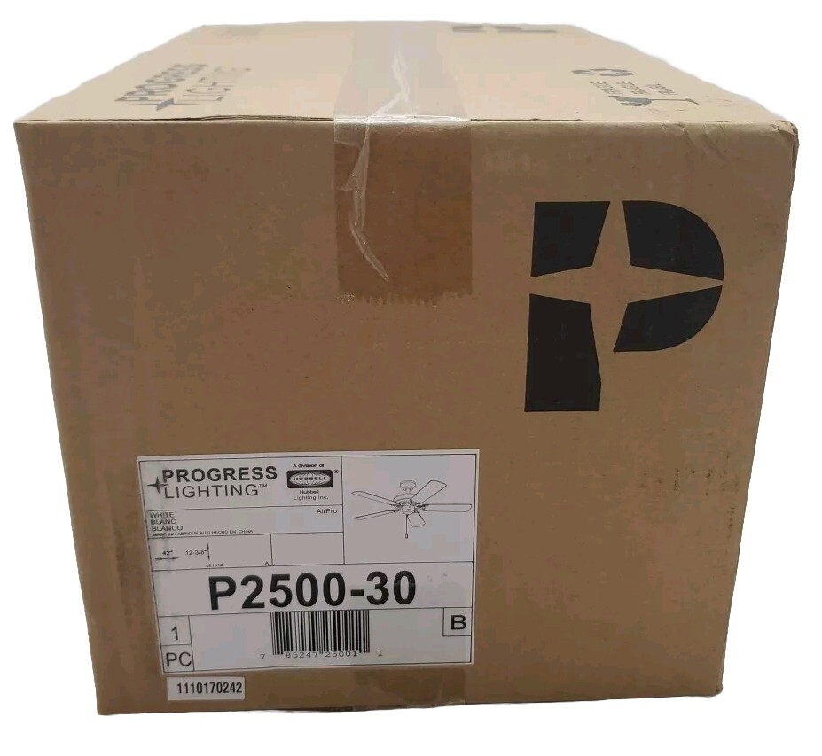 Progress Lighting P2500-30 42" White Ceiling Fan AirPro Builder Collection ~New