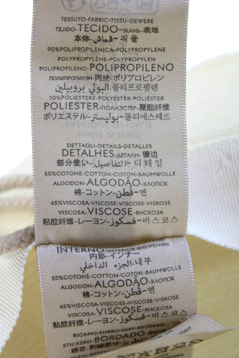 Gucci Womens GG Grosgrain Strap Woven Fedora Hat White Size Small