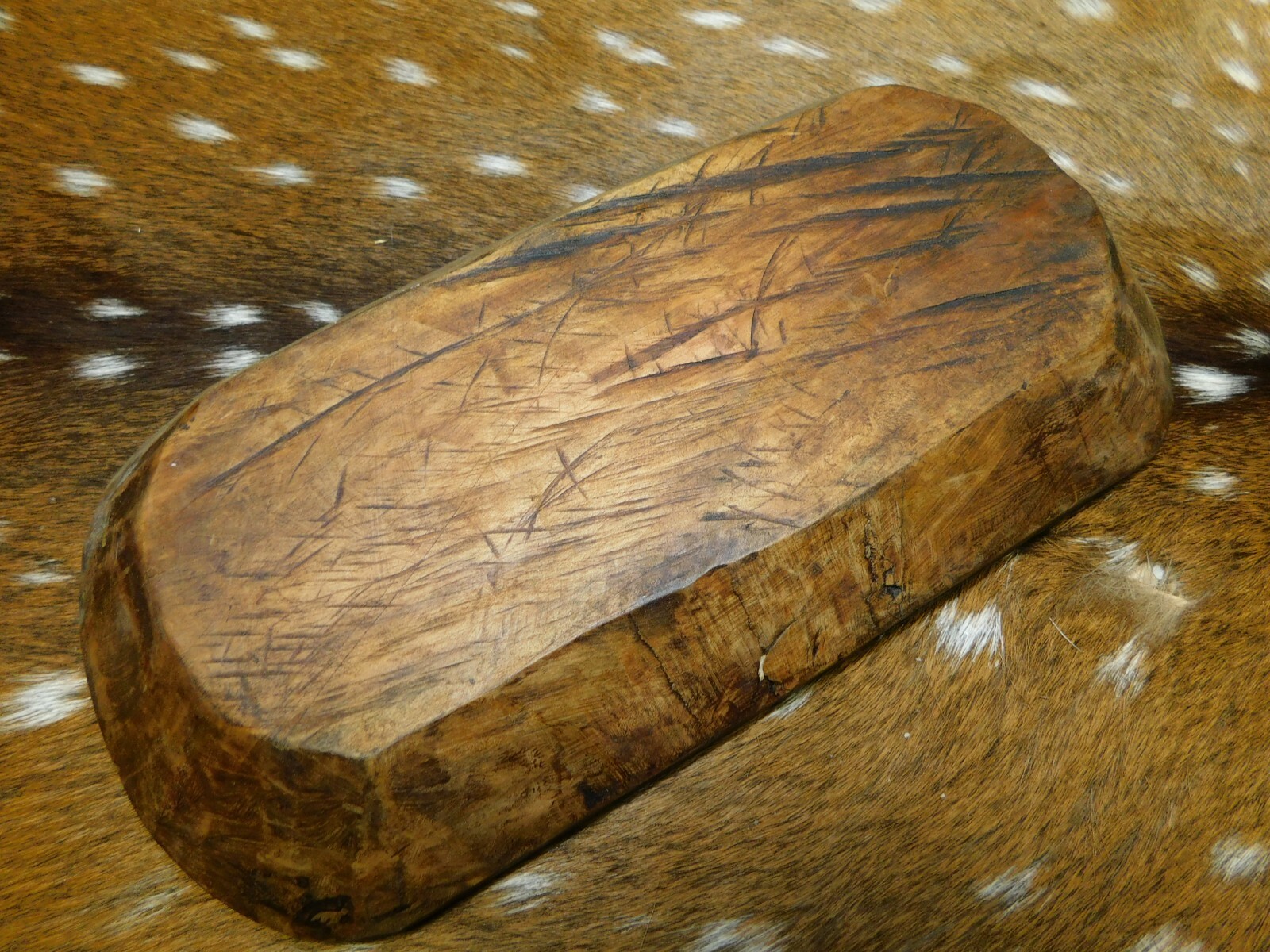 * Carved Wooden Dough Bowl Primitive Wood Trencher Tray Rustic Home Decor 10-12"