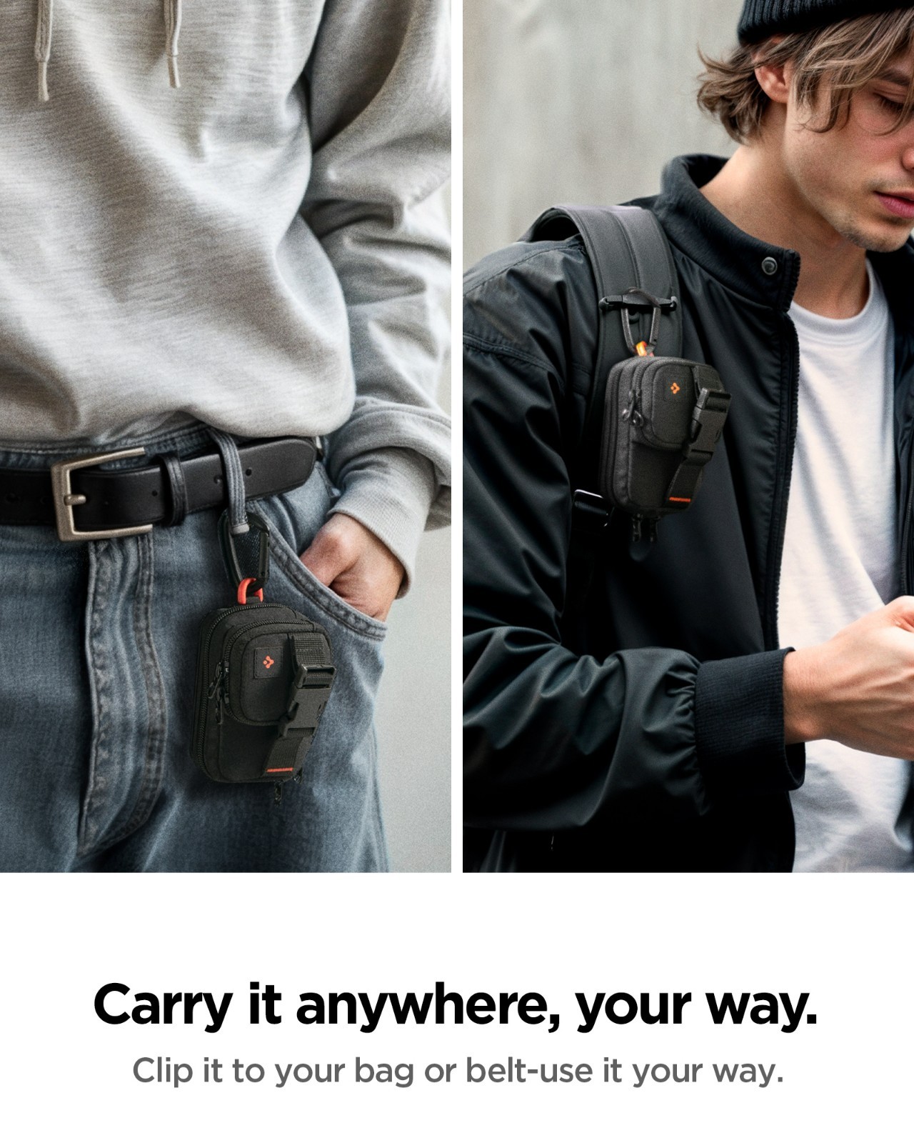 Spigen Snap Zip Pouch | EDC Mini MagSafe Backpack Organizer Card & AirPod Holder