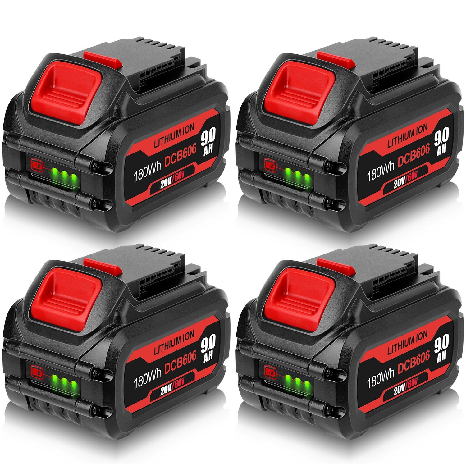 4x For DEWALT For FLEXVOLT 20V/60V MAX 9.0Ah Li-Ion Battery DCB606 DCB609 DCB612