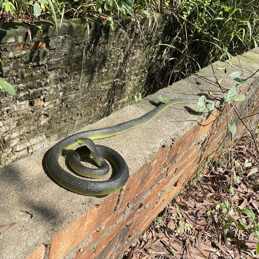 Realistic Rubber Snake - Scary Fake Snake for Bird Deterrent, Large Black Cobra