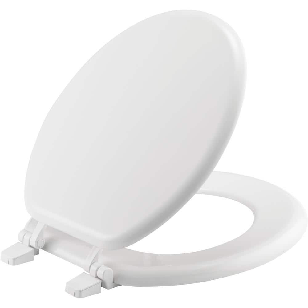 NEW Round Closed Front Enameled Wood Toilet Seat in White Durable & Wood Finish