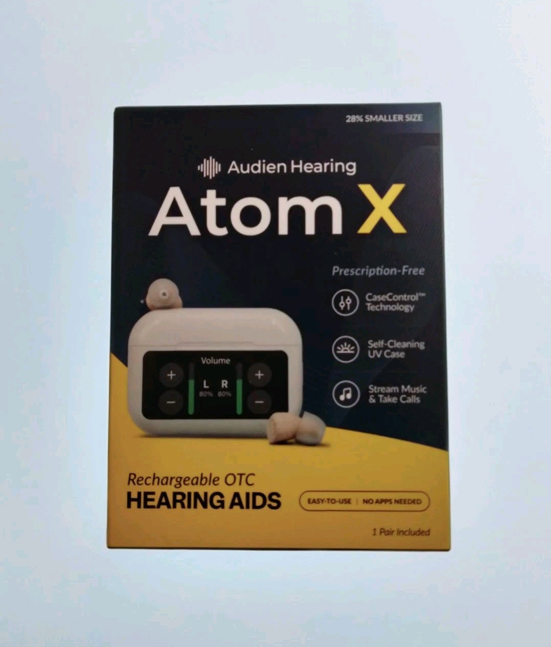 Audien ATOM X Wireless Rechargeable OTC Hearing Aids TOUCH SCREEN