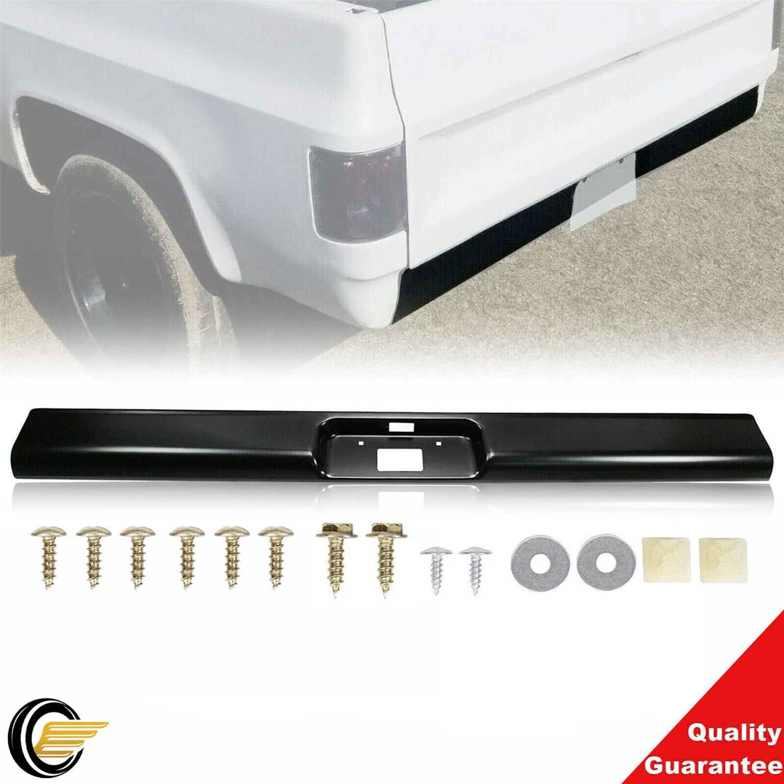 Rear Bumper Roll Pan w/LED Light & Screws For 1973-1987 Chevy C10 C20 Fleetside